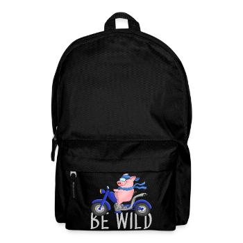 Lustiges Schwein auf Motorrad Comic - Rucksack - Schwarz - Vorne