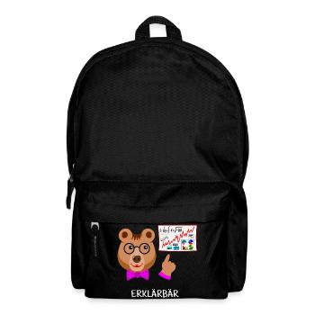 Explainer bear, teacher funny bear intelligent, smart - Backpack - black - Front