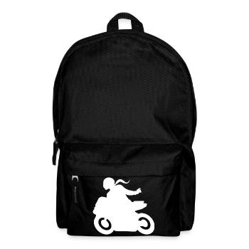 Motorradgruß Motorradfahrerin DLZG Motorrad Frau - Rucksack - Schwarz - Vorne
