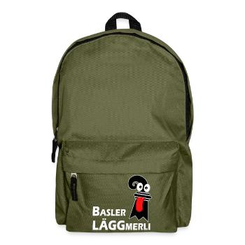 Basler Läggmerli - Frecher Baslerstab mit Zunge - Rucksack - Olivgrün - Vorne