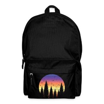 Retro Forest Mountains Randonnée Aventure en plein air - Sac à dos - noir - Devant