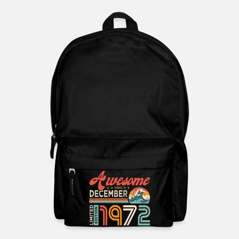 december 1972 anniversaire 51 ans vintage cool - Sac à dos - noir