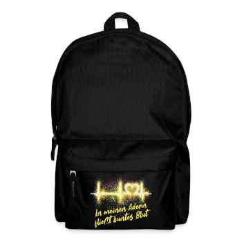 EKG Kurve - Herzkurve - Puls - Karneval - Konfetti - Rucksack - Schwarz - Vorne