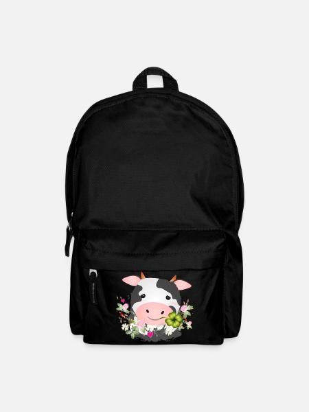 Vache mignonne avec trèfle pour les fans de ferme - Sac à dos - noir