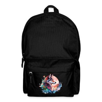 Wolf Wolfskopf Natur Wildnis Wald Bäume Kunst - Rucksack - Schwarz - Vorne