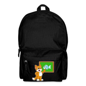 Cat Teacher Pointing Stick School - Backpack - black - Front