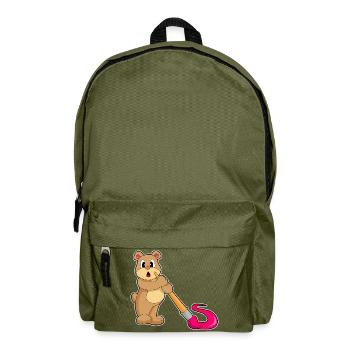 Bear Painter Brush Painting - Backpack - olive green - Front