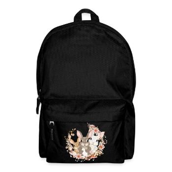 Cute bunnies family - united in a wreath of flowers - Backpack - black - Front