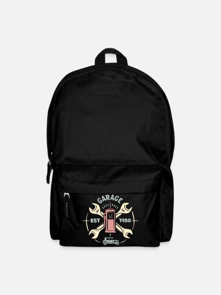 Retro Tankstelle & Oldtimer – Vintage 1950 Classic - Rucksack - Schwarz