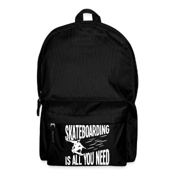 Skateboarding is all you need - Backpack - black - Front