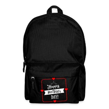 Happy Mothers Day Heart Border - White Red - Backpack - black - Front
