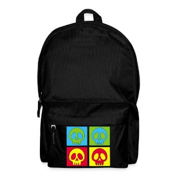 Totenschädel und vierfarbiger Druck - Rucksack - Schwarz - Vorne