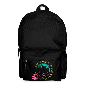 I Love My Family to the Moon Rocket Neon - Backpack - black - Front