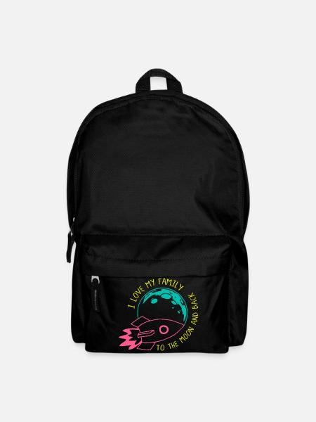 I Love My Family to the Moon Rocket Neon - Backpack - black