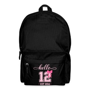 Hello 12 Est 2014 Coquette Schleife Mädchen Geburt - Rucksack - Schwarz - Vorne