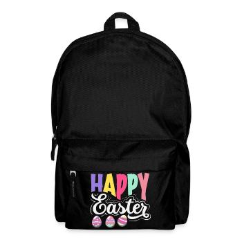 Joyeuse Pâques, douce chasse aux œufs du lapin, œufs de Pâques - Sac à dos - noir - Devant