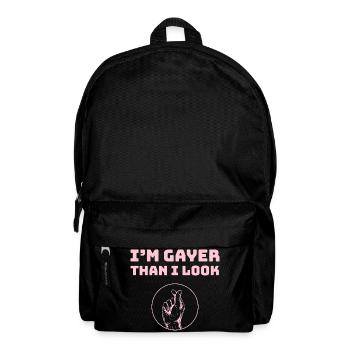 Je suis plus gay que j’en ai l’air - motif Amour du cœur - rose - Sac à dos - noir - Devant