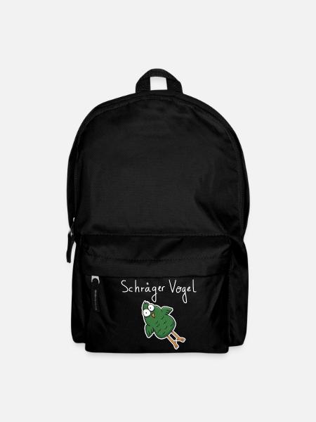 Schräger Vogel – Lustiger Cartoon Spruch - Rucksack - Schwarz