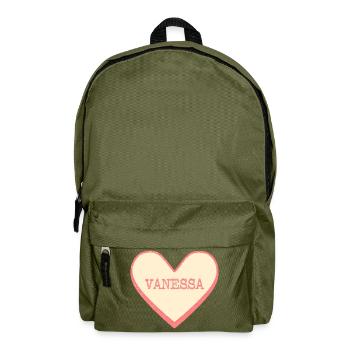 Vanessa Nom Prénom sucre rose coeur - Sac à dos - vert olive - Devant