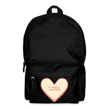 Lina Name Vorname rosa Zucker Herz - Rucksack - Schwarz - Vorne