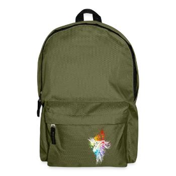 Raven rainbow blobs white - Backpack - olive green - Front