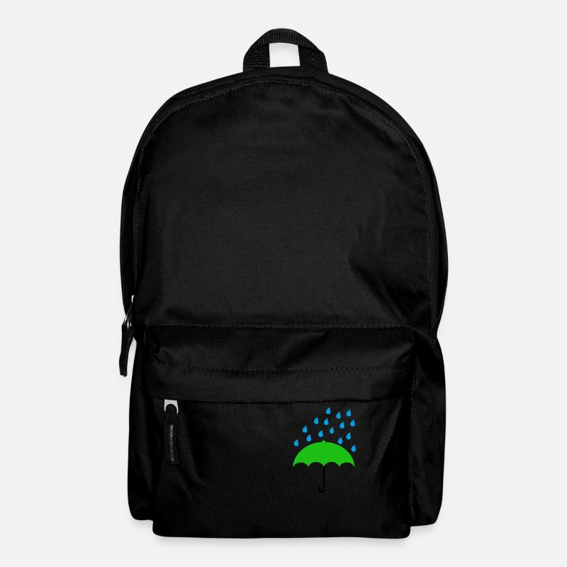 Green umbrella with raindrops - Backpack - black