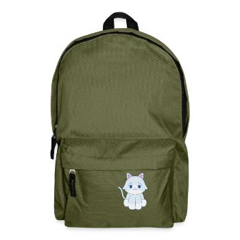 White cat - Backpack - olive green - Front
