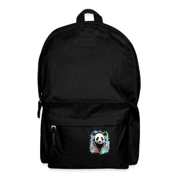 Panda, headphones,panda with headphones, illustration - Backpack - black - Front