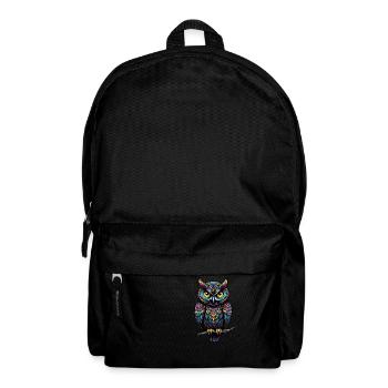 Dekorative Eule sitzt auf einem Ast - Rucksack - Schwarz - Vorne