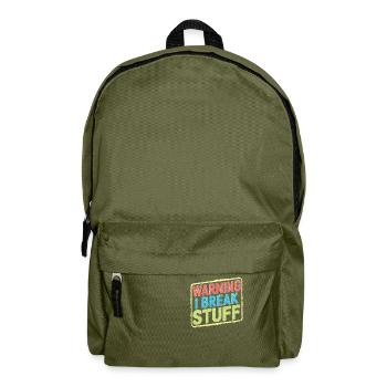 Warning I Break Stuff 21 - Rucksack - Olivgrün - Vorne