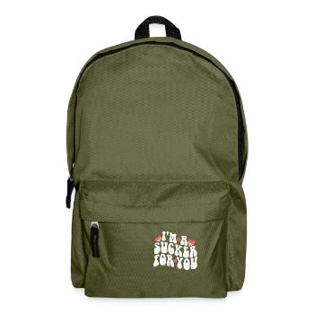 I'm A Sucker For You Valentine's Day Pun Couple - Backpack - olive green - Front