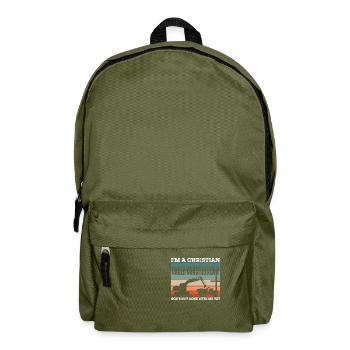 I'm A Christian Under Construction Sunday Worship - Rucksack - Olivgrün - Vorne
