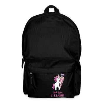 Einhorn mit Zuckertüte Erste Klasse - Rucksack - Schwarz - Vorne