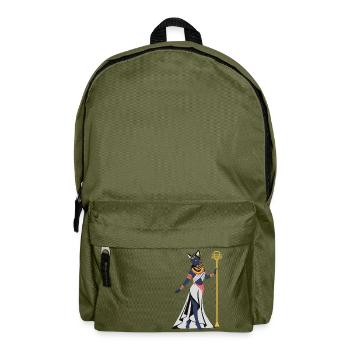 Goddess Bastet feline shape - Ancient Egypt - Cat - Backpack - olive green - Front