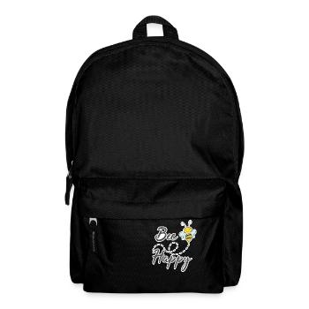 bee happy - Biene - glücklich und zufrieden - Rucksack - Schwarz - Vorne