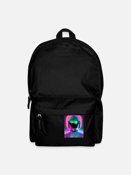 neon synthwave style robot néon - Sac à dos - noir