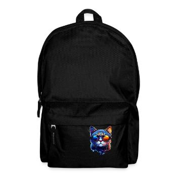 Cool Colorful Hipster Cat with Sunglasses Vector - Backpack - black - Front