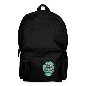Niedliches Kätzchen in Blumentopf mit Sukkulenten - Rucksack - Schwarz - Vorne