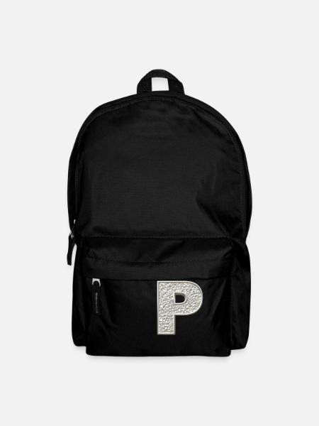 P, letter, letter P, initial, initial P, monogram, - Backpack - black
