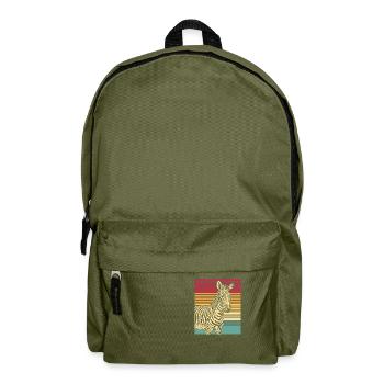 Zebra Retro cadeau animal nature safari bandes. - Sac à dos - vert olive - Devant