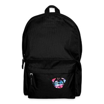 T-shirt à motif de carlin, tête de cyclomoteur de couleur géométrique - Sac à dos - noir - Devant