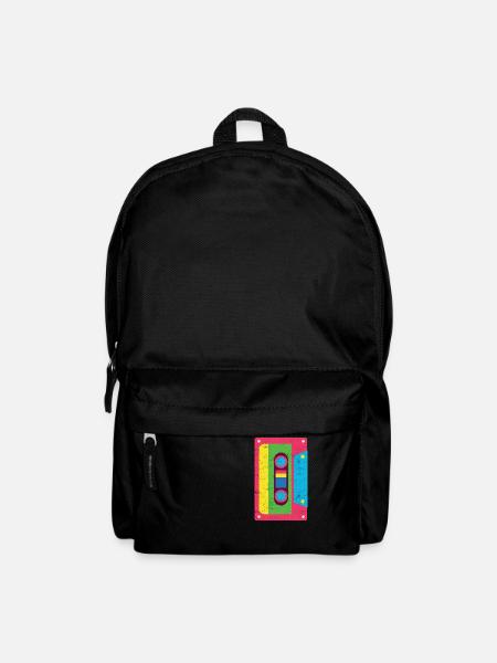 Cassette Tape Funky 1980s Rainbow Vintage Gift - Backpack - black
