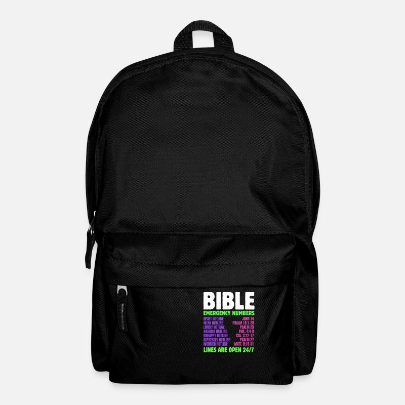 Notfallnummer Tag Christlicher Gläubiger Bibelkont - Rucksack - Schwarz