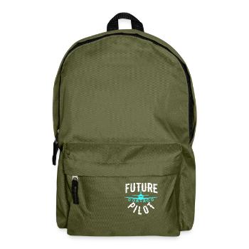 Flugschule Flugzeug Airplane Future Pilot - Rucksack - Olivgrün - Vorne