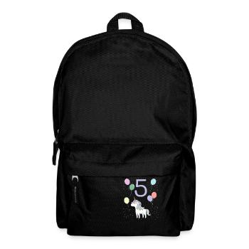 5. Geburtstag Kindergeburtstag 5 Jahre Einhorn - Rucksack - Schwarz - Vorne