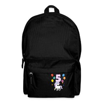 5. Geburtstag Kindergeburtstag 5 Jahre Einhorn - Rucksack - Schwarz - Vorne