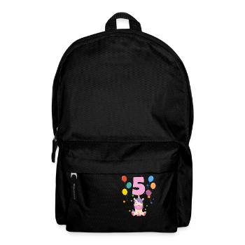 5. Geburtstag Kindergeburtstag 5 Jahre Einhorn - Rucksack - Schwarz - Vorne