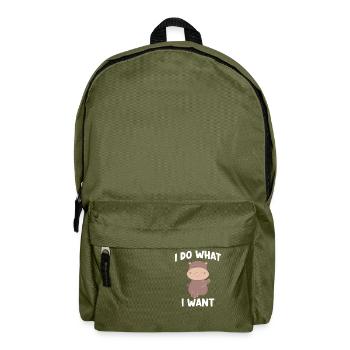 Nilpferd Spruch I do what I want - Rucksack - Olivgrün - Vorne