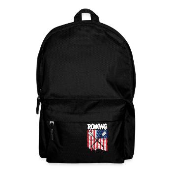 Vintage American Flag Rowing Oar T-Shirt Present - Backpack - black - Front