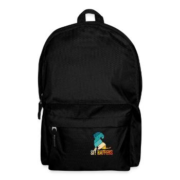 Dachshund Dackel Rauhaardackel Sit Happens Hundeli - Rucksack - Schwarz - Vorne